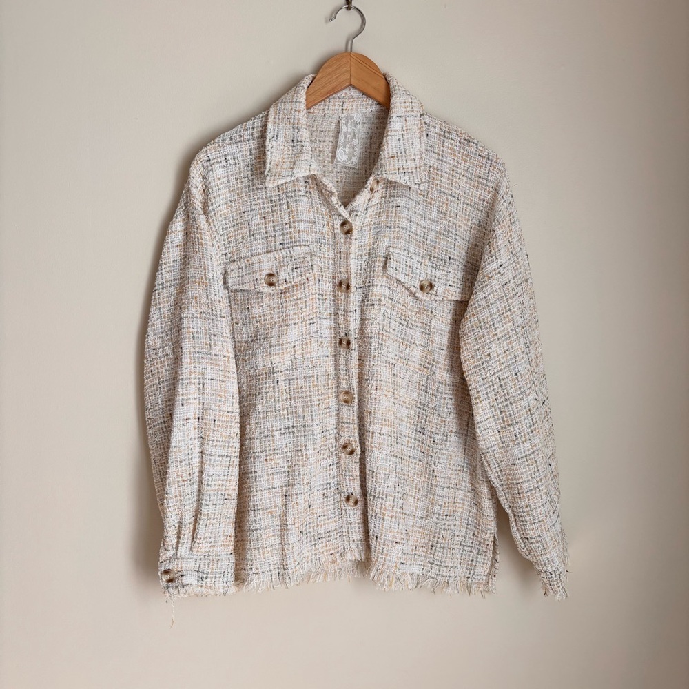 Sadie & Sage White and Orange Tweed Jacket with Classic Design
